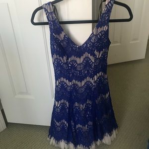 Blue lace formal dress